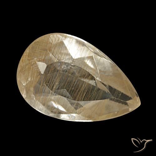 Topazio rutilato naturale giallo da 1,36 ct, taglio a pera, trasparente