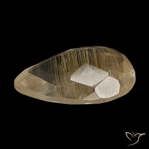 Topazio rutilato naturale giallo da 1,36 ct, taglio a pera, trasparente