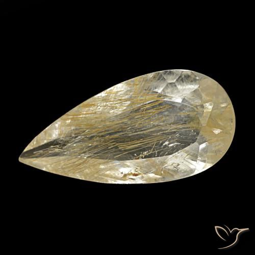 1.75ct giallo topazio rutilato, taglio a pera, trasparente