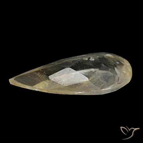 Topazio rutilato naturale giallo da 1,75 ct, taglio a pera, trasparente