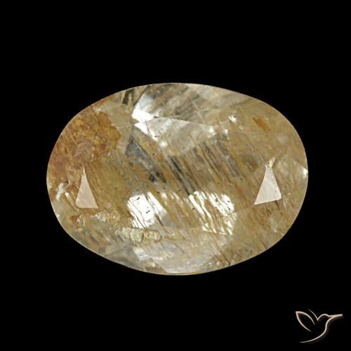 Topazio rutilato naturale marrone dorato molto chiaro da 1,95 ct, taglio ovale, trasparente