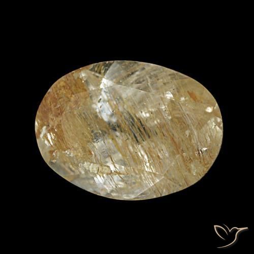 Topazio rutilato naturale marrone dorato molto chiaro da 1,95 ct, taglio ovale, trasparente