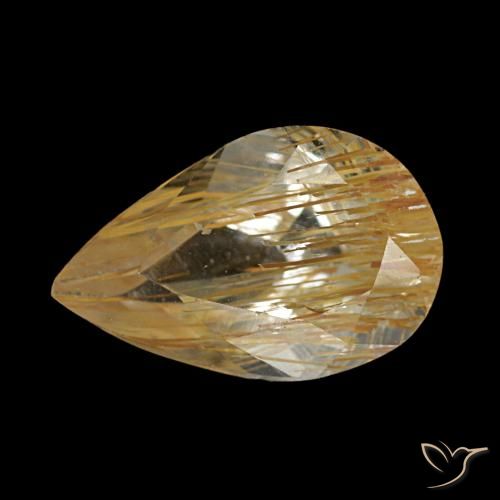 Topazio rutilato naturale giallo da 1,23 ct, taglio a pera, trasparente