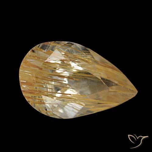 Topazio rutilato naturale giallo da 1,23 ct, taglio a pera, trasparente
