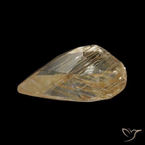 Topazio rutilato naturale giallo da 1,23 ct, taglio a pera, trasparente