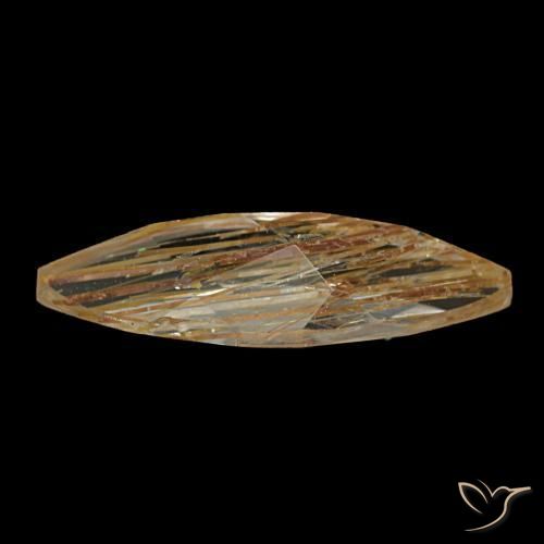 Topazio rutilato naturale marrone fulvo molto chiaro da 1,20 ct, marchesa, trasparente