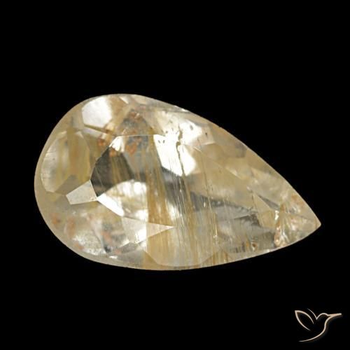 Topazio rutilato naturale giallo da 1,25 ct, taglio a pera, trasparente