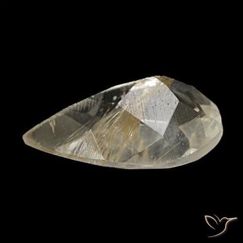 Topazio rutilato naturale giallo da 1,25 ct, taglio a pera, trasparente