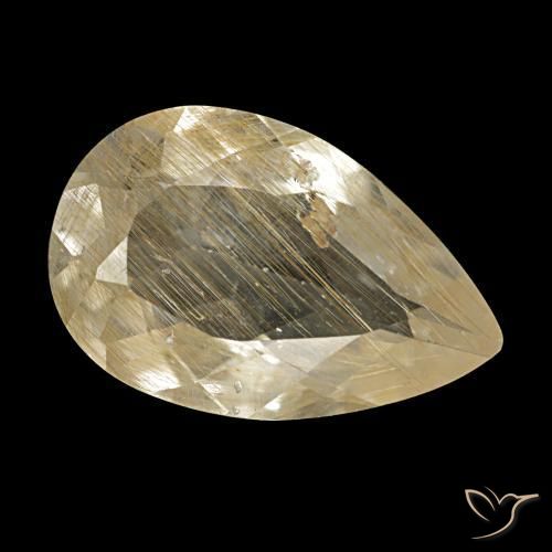 Topazio rutilato naturale marrone dorato molto chiaro da 3,10 ct, taglio a pera, trasparente
