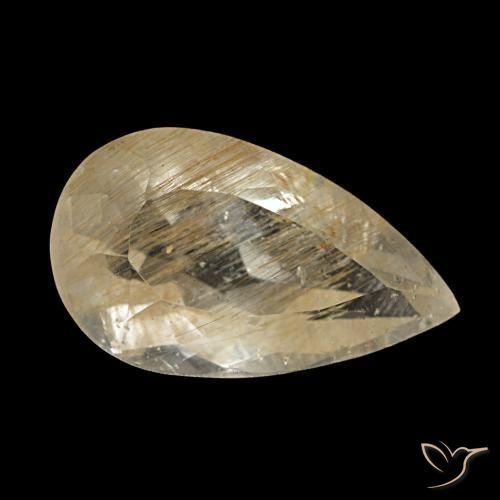 Topazio rutilato naturale giallo da 3,19 ct, taglio a pera, trasparente