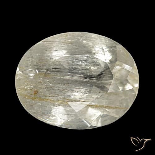 Topazio rutilato naturale giallo da 4,00 ct, taglio ovale, trasparente