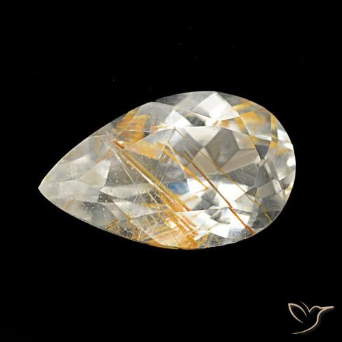Topazio rutilo Medium Light-Brown naturale da 3.13 ct, Forma a pera, Trasparente