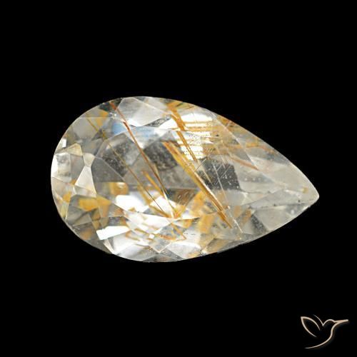 Topazio rutilo Medium Light-Brown naturale da 3.13 ct, Forma a pera, Trasparente