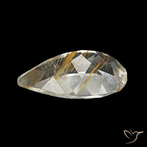 Topazio rutilo Medium Light-Brown naturale da 3.13 ct, Forma a pera, Trasparente