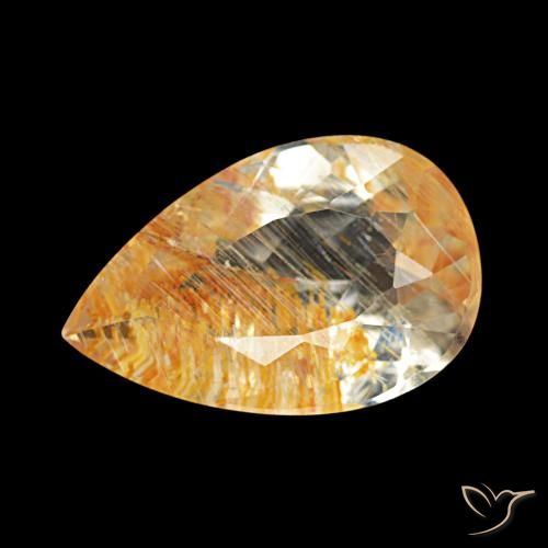 3.23ct Trasparente e Oro-Bronzo Topazio rutilo, Forma a pera, Trasparente