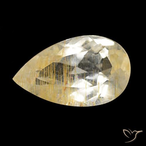 Topazio rutilo Marrone Dorato Molto Chiaro naturale da 3.40 ct, Forma a pera, Trasparente