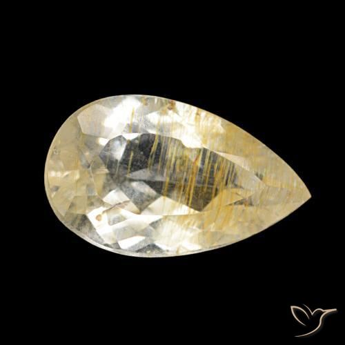 Topazio rutilo Marrone Dorato Molto Chiaro naturale da 3.40 ct, Forma a pera, Trasparente