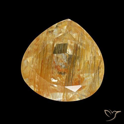 Topazio rutilo Deep Golden-Peach naturale da 3.52 ct, Forma a pera, Trasparente