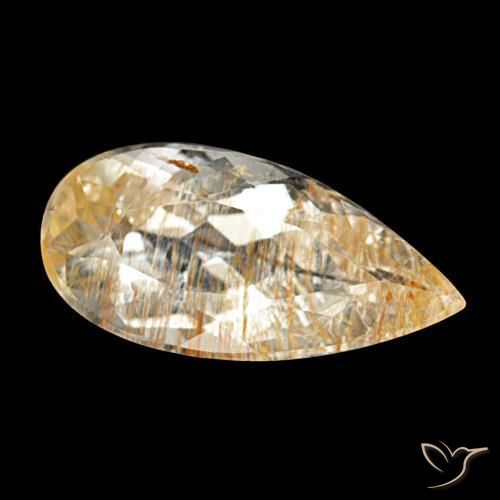 Topazio rutilo Giallo dorato naturale da 3.52 ct, Forma a pera, Trasparente