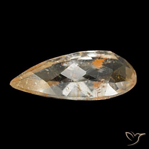 Topazio rutilo Giallo dorato naturale da 3.52 ct, Forma a pera, Trasparente