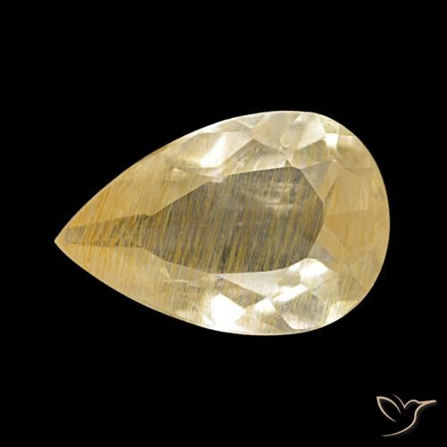 Topazio rutilato naturale giallo da 1,96 ct, taglio a pera, trasparente