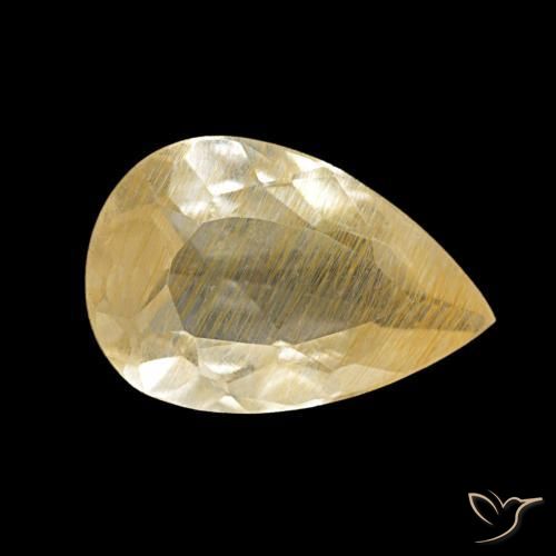 Topazio rutilato naturale giallo da 1,96 ct, taglio a pera, trasparente