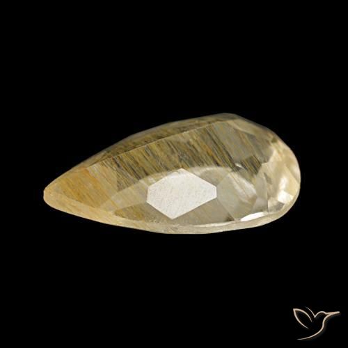 Topazio rutilato naturale giallo da 1,96 ct, taglio a pera, trasparente
