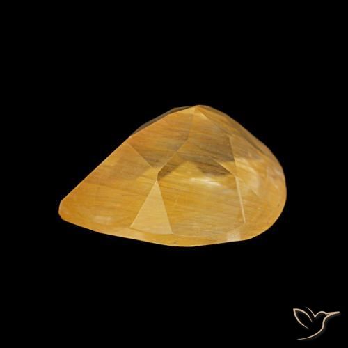 Topazio rutilato dorato medio naturale da 1,94 ct, taglio a pera, trasparente