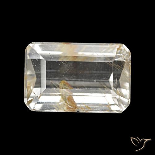 Topazio rutilo Incolore naturale da 5.06 ct, Taglio smeraldo, Trasparente
