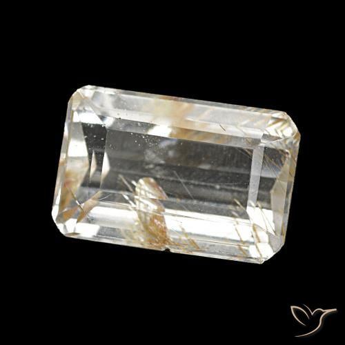 Topazio rutilo Incolore naturale da 5.06 ct, Taglio smeraldo, Trasparente
