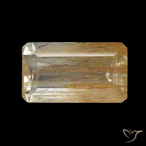 Topazio rutilo Medium Light-Brown naturale da 3.10 ct, Taglio smeraldo, Trasparente