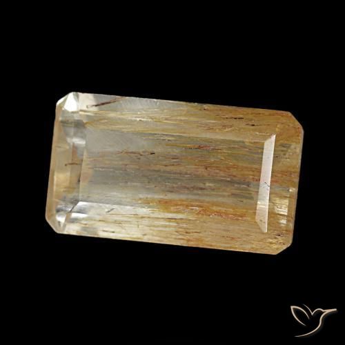 Topazio rutilo Medium Light-Brown naturale da 3.10 ct, Taglio smeraldo, Trasparente