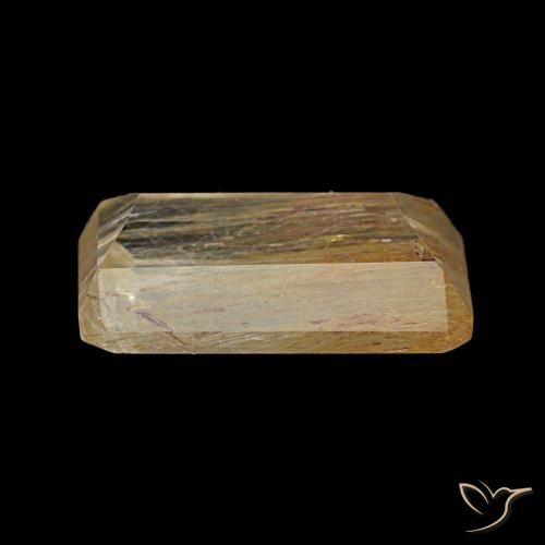 Topazio rutilo Medium Light-Brown naturale da 3.10 ct, Taglio smeraldo, Trasparente