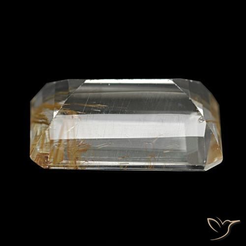 Topazio rutilo Marrone Dorato Molto Chiaro naturale da 8.21 ct, Taglio smeraldo, Trasparente