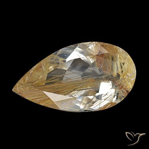 Topazio rutilo Marrone Dorato Molto Chiaro naturale da 7,10 ct, Forma a pera, Trasparente