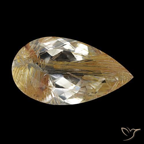 Topazio rutilo Marrone Dorato Molto Chiaro naturale da 7,10 ct, Forma a pera, Trasparente