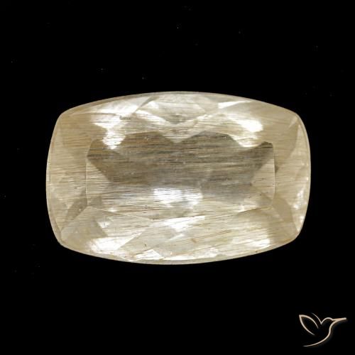 Topazio rutilato marrone dorato molto chiaro naturale da 3,24 ct, taglio a cuscino, trasparente