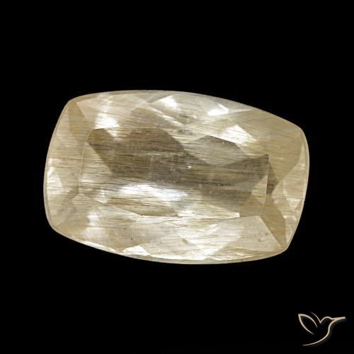 Topazio rutilato marrone dorato molto chiaro naturale da 3,24 ct, taglio a cuscino, trasparente
