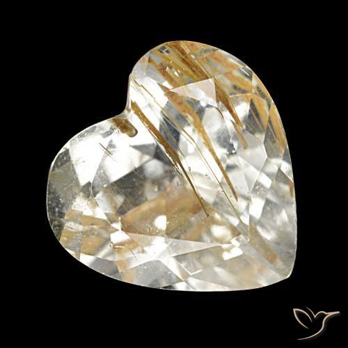 Topazio rutilo Marrone Dorato Molto Chiaro naturale da 5.73 ct, A forma di cuore, Trasparente