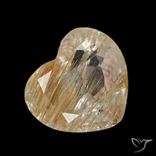 Topazio rutilo Dorato medio naturale da 2.15 ct, A forma di cuore, Trasparente