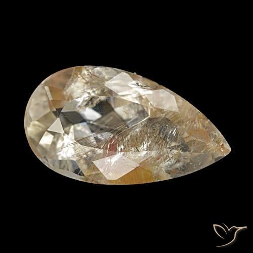 Topazio rutilo Marrone Dorato Molto Chiaro naturale da 5,03 ct, Forma a pera, Trasparente