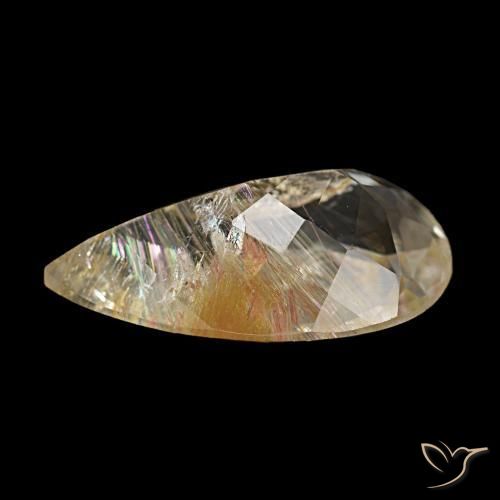 Topazio rutilo Marrone Dorato Molto Chiaro naturale da 5,03 ct, Forma a pera, Trasparente