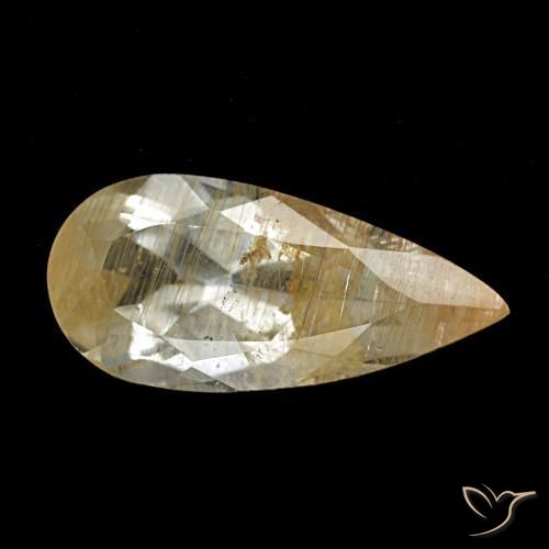 Topazio rutilato marrone dorato molto chiaro naturale da 4,26 ct, taglio a pera, trasparente