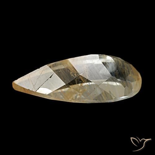 Topazio rutilato marrone dorato molto chiaro naturale da 4,26 ct, taglio a pera, trasparente