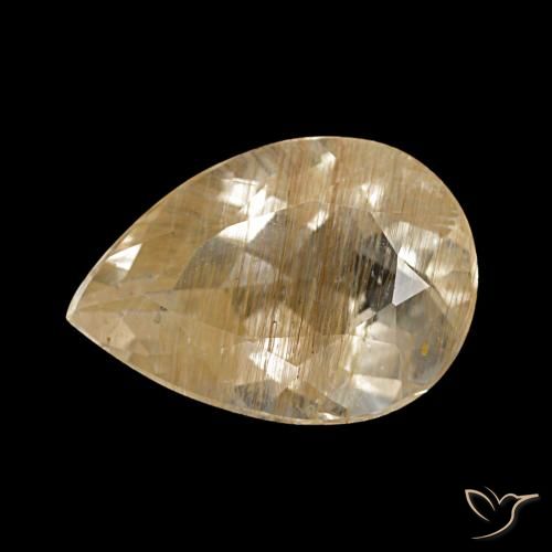 Topazio rutilato naturale giallo da 3,22 ct, taglio a pera, trasparente