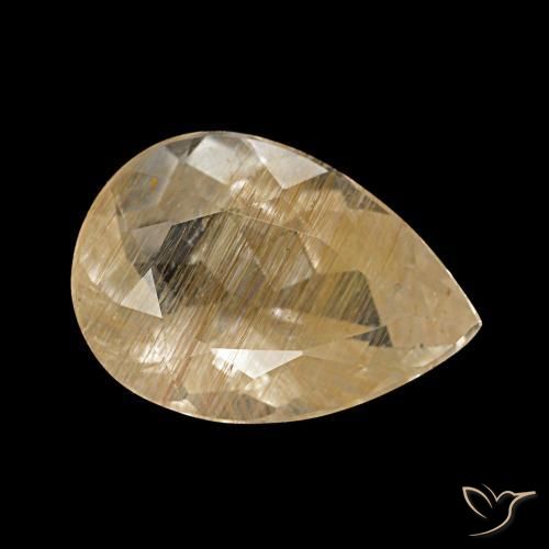 Topazio rutilato naturale giallo da 3,22 ct, taglio a pera, trasparente