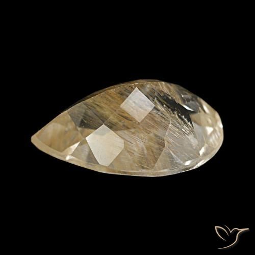 Topazio rutilato naturale giallo da 3,22 ct, taglio a pera, trasparente