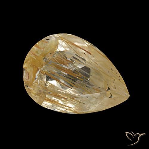 Topazio rutilato naturale giallo da 2,78 ct, taglio a pera, trasparente