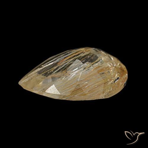 Topazio rutilato naturale giallo da 2,78 ct, taglio a pera, trasparente