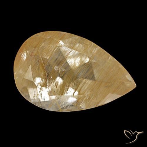 Topazio rutilo Marrone Dorato Molto Chiaro naturale da 6,69 ct, Forma a pera, Trasparente